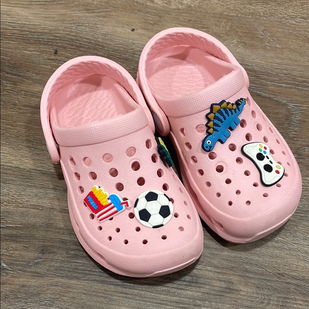 Kids Pink Clogs with Fun Charms